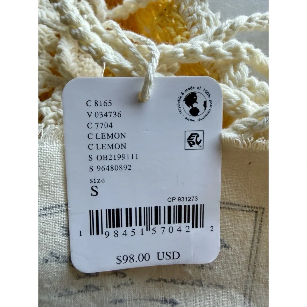 Free People Intimately Sweet On You Crochet Bra Top Ivory Yellow Lace Up S NWT